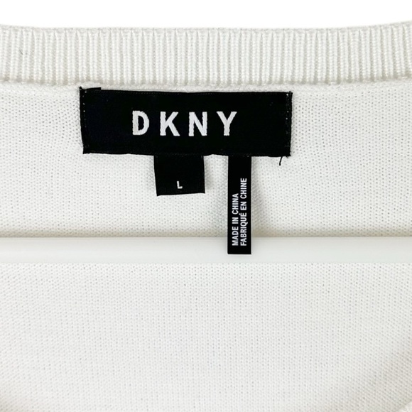 Short Flutter Polka Dot Sleeve Ribbed Hem Mixed Media Lightweight Sweater - Picture 6 of 10